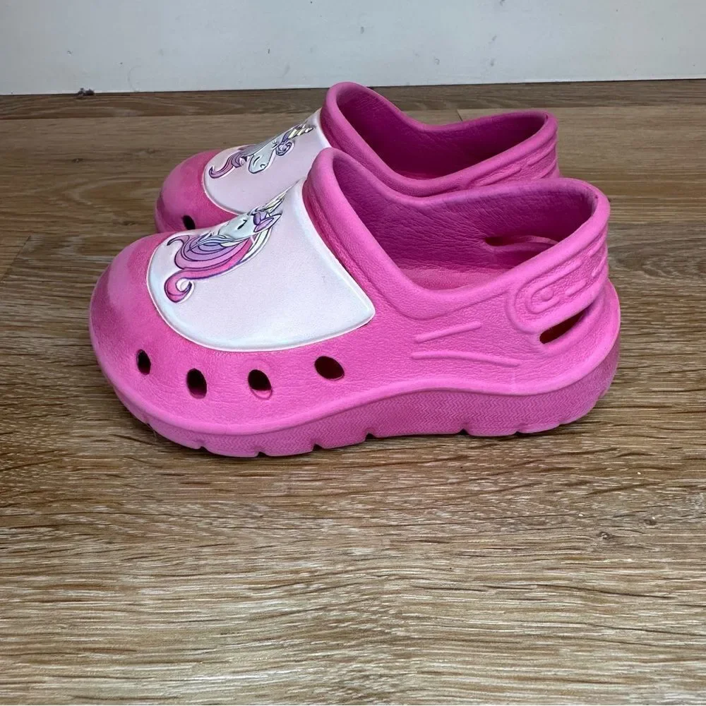 Swiggles Pink Unicorn Girls Size 5/6 Slip On Clogs